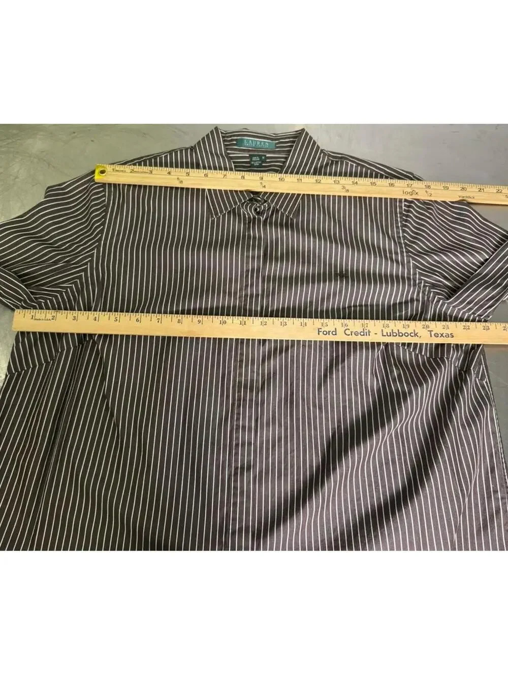 RALPH LAUREN WOMEN'S SHIRT LONG SLEEVE BUTTON DOWN 1X 100%COTTON PIN STRIPE NWOT - Picture 5 of 6